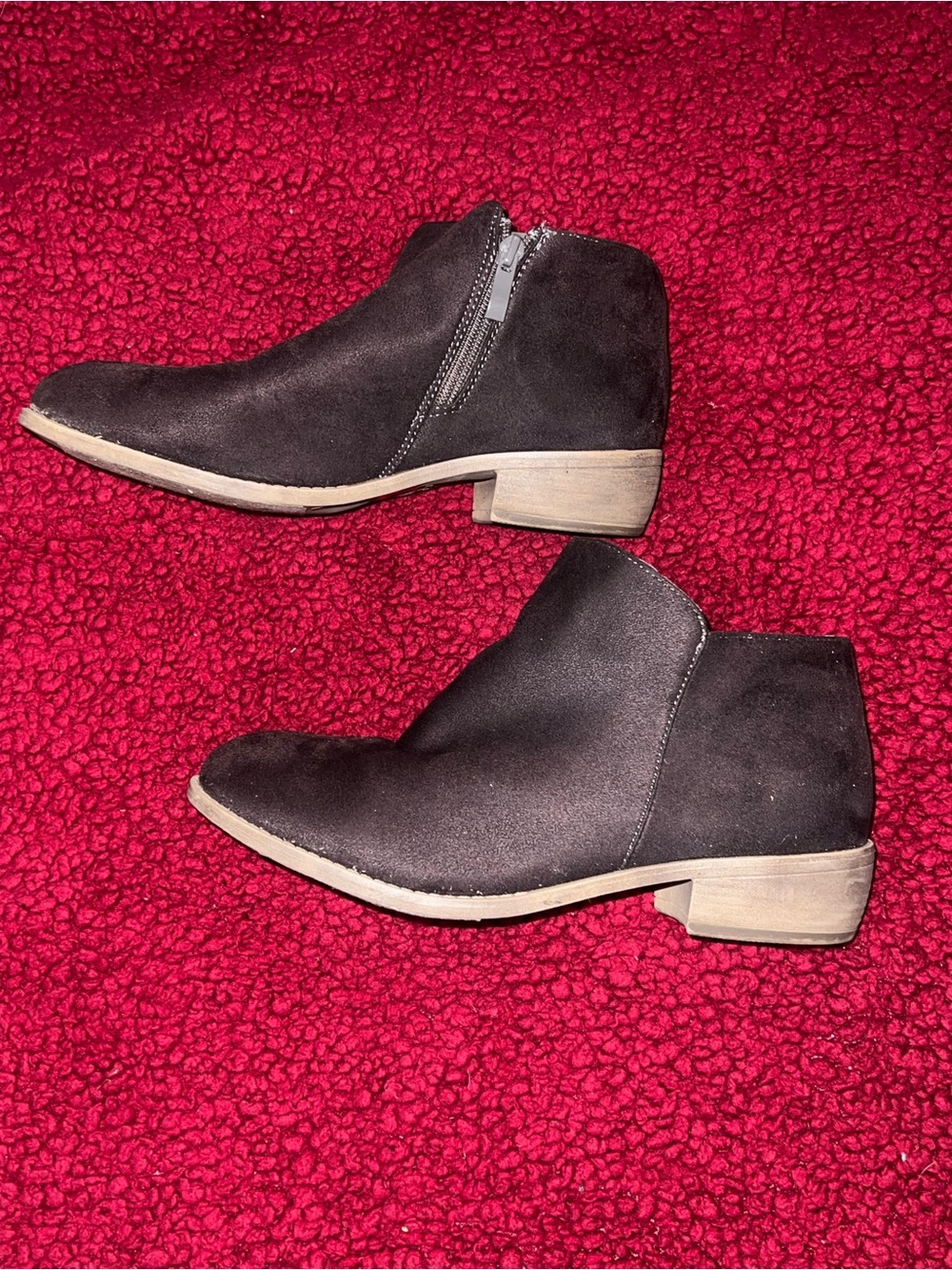 Classic Black Suede Ankle Booties with Side Zip